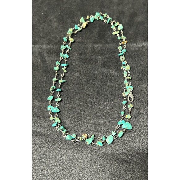 Turquoise Nugget Necklace 36" with Clasp - Picture 7 of 8